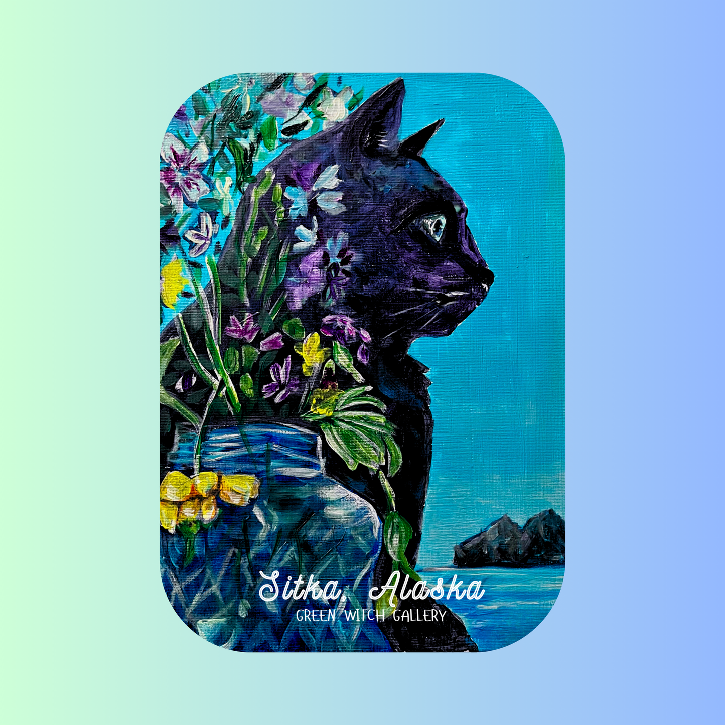 Wild Flower Kitten Vinyl Sticker