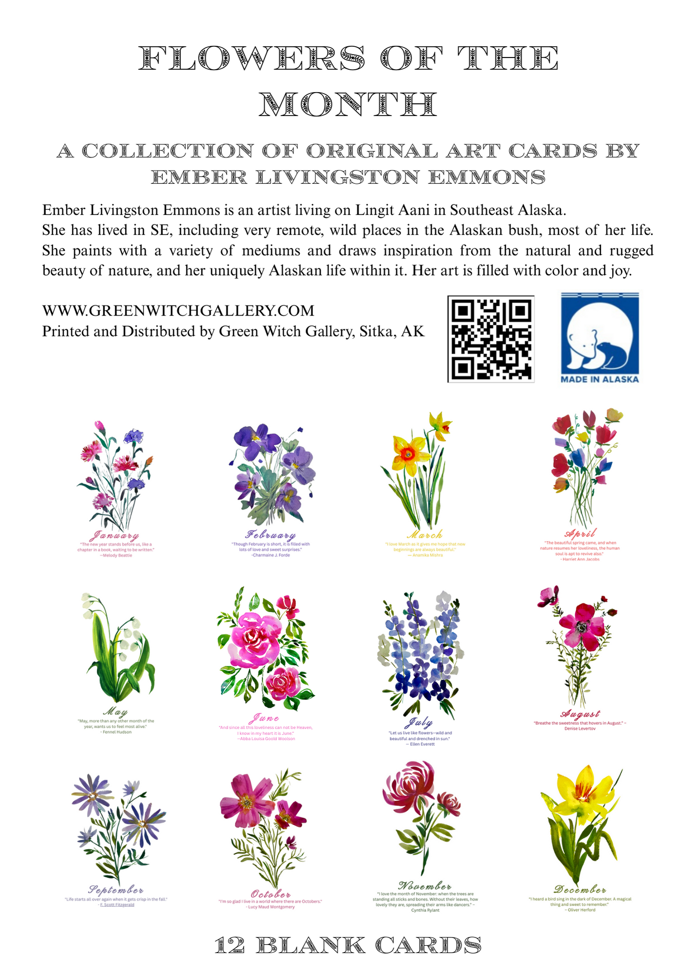 Flowers of the Month Card Set.   $36.00