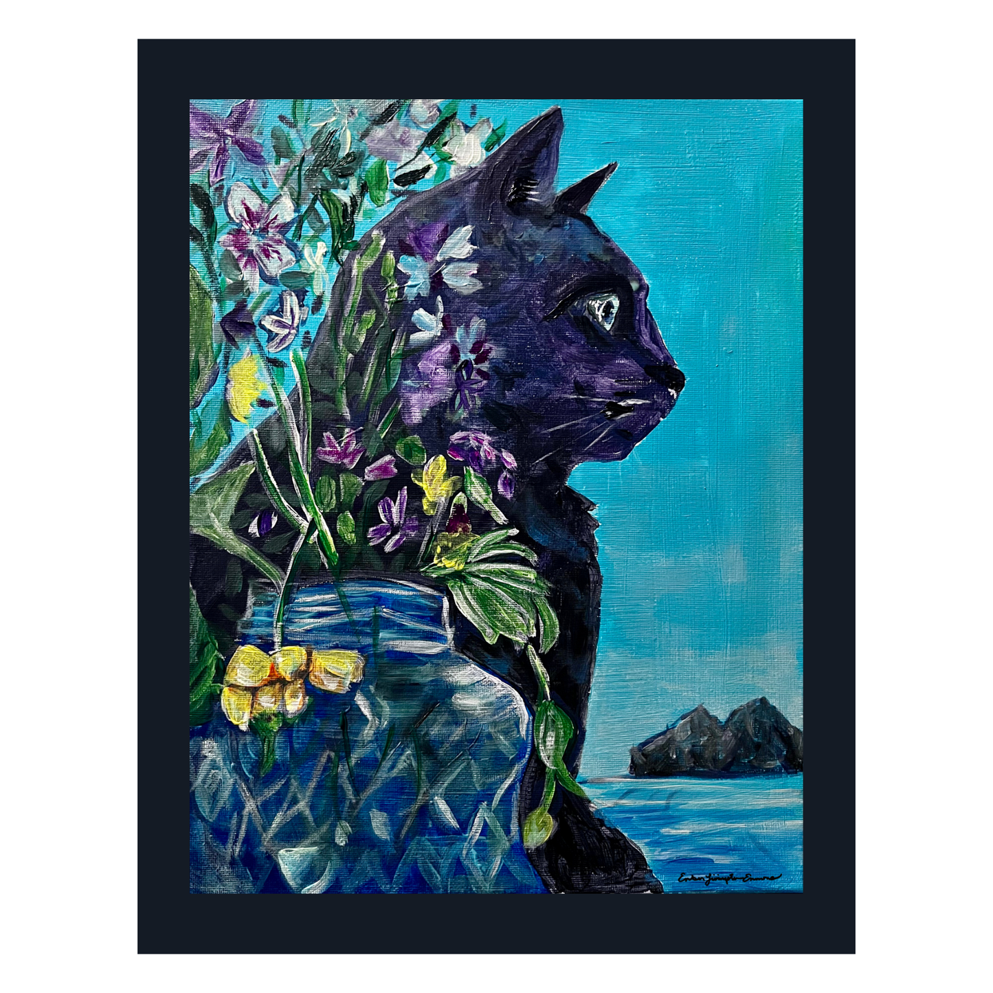 Wild Flower Kitten Greeting Card