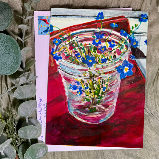 Forget-me-nots in a Mason Jar Greeting Card