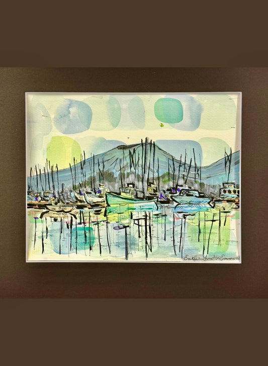 Harbor Lights 8” by 10”Watercolor Painting