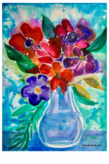 Blue Vase, 11” by 15” Original Painting