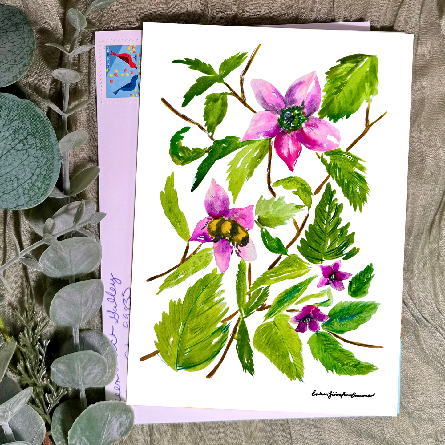 Salmonberry Blossom Greeting Card