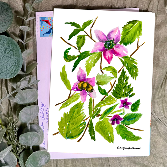 Salmonberry Blossom Greeting Card