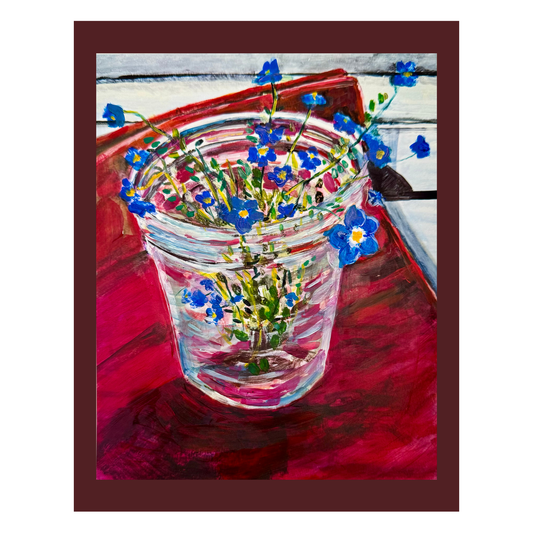 Forget-me-nots in Mason Jar