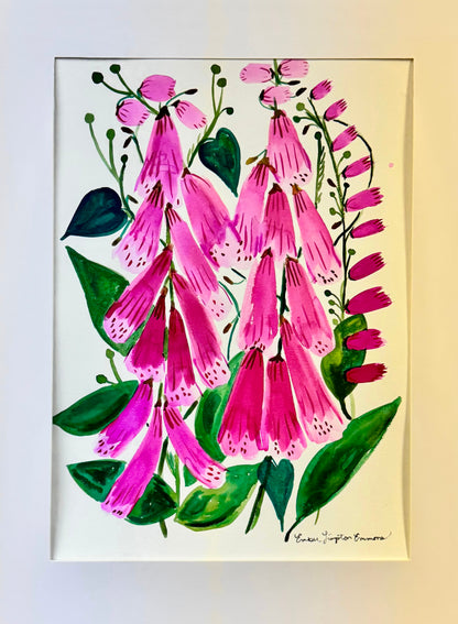 Digitalis, Fox Glove, 11” by 15” Watercolor Painting