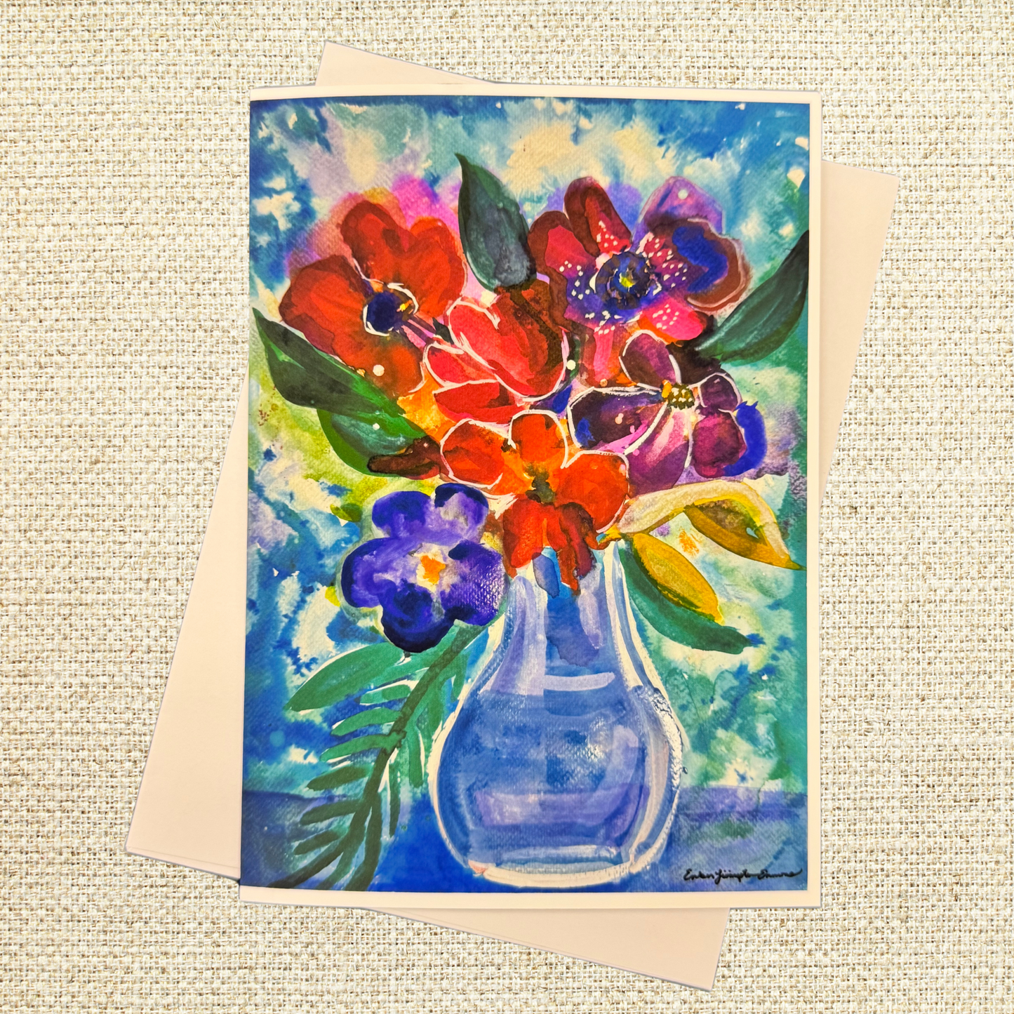 Blue Vase 4" by 6" Folding Card