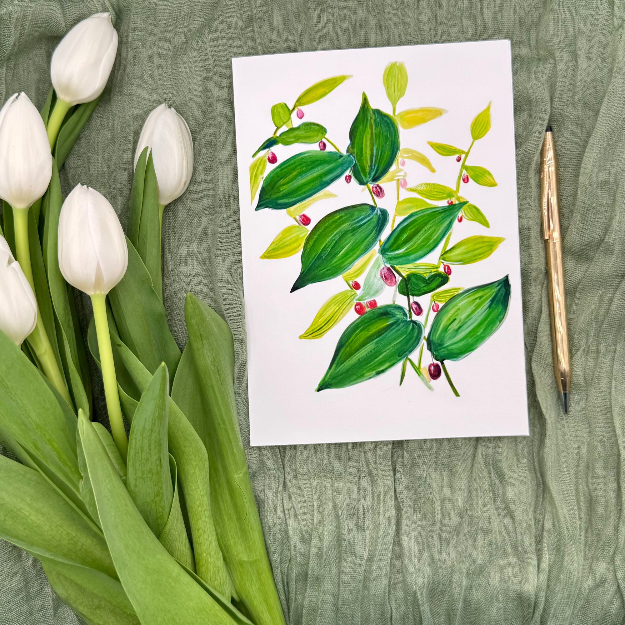 Twisted Stalk (Watermelon Berry) Greeting Card
